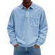 thumbnail image 1 of Blusa y camisa de manga larga con cuello vuelto para hombre, color liso, informal, con botones, cárdigan de media manga, con solapa y bolsillo, blusas de poliéster para hombre, 1 of 7
