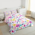 thumbnail image 3 of Homewish Watercolor Floral Queen Comforter Set,Modern Graffiti Flower Bedding Sets,Pink White Bedding Comforter Set For Girls Teens,Luxury Bedroom Decor Reversible,3 Pieces, 3 of 8