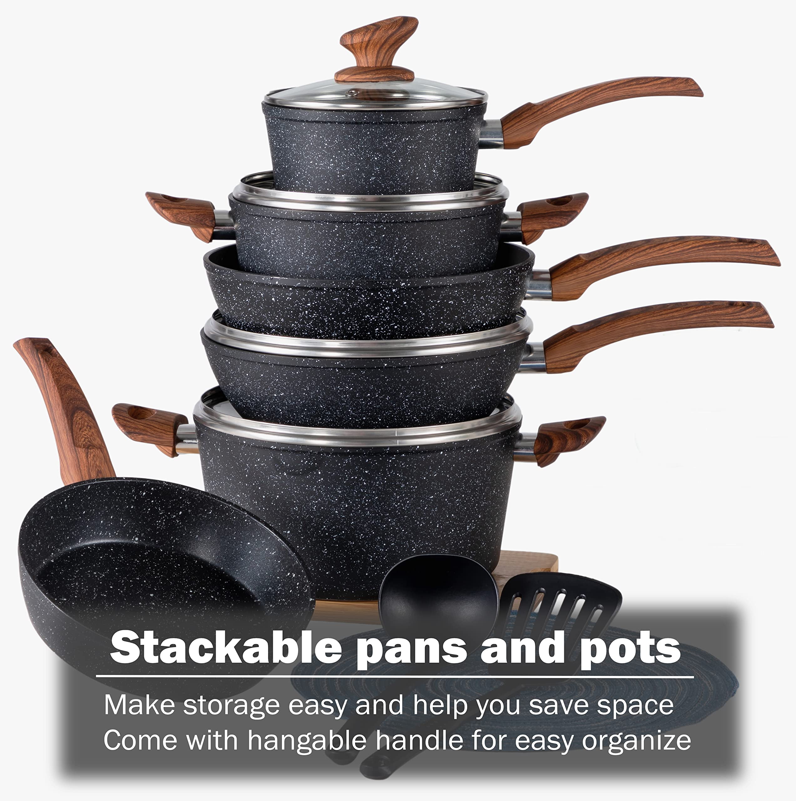 Granite Detachable Handle Induction Cookware Set-Kitchen Academy –  AlphaMarts