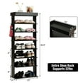 thumbnail image 3 of Gymax 7-Tier Shoe Rack Vertical Design Wooden Shoe Storage Shelf w/Hooks Black, 3 of 10