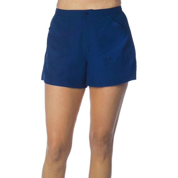 Maxine Of Hollywood Solid Woven Swim Boardshorts 18 Navy blue