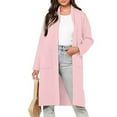 thumbnail image 2 of jtjvou Fall Winter Long Wool Blend Coat Lapel Loose Fit Stylish Casual Outerwear Comfortable Cardigan for Daily Wear and Office Use Pink XL, 2 of 4