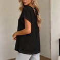thumbnail image 5 of cfhntfmh Womens Summer V Neck Tops Short Sleeve Sweaters Knit Casual Plus Size Shirts Hollow out Lace Back with Drawstring Trendy Boho Tops, 5 of 7