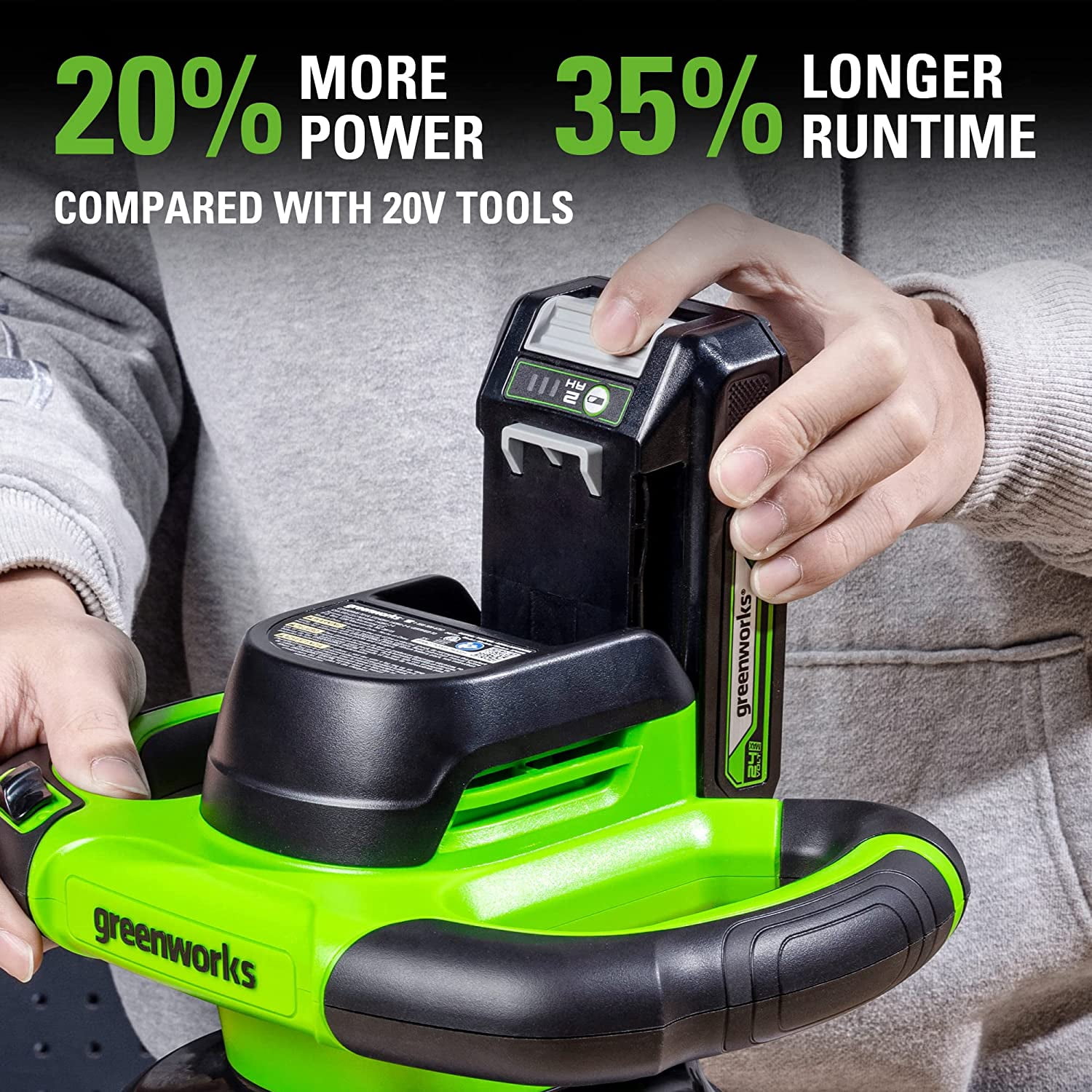 Greenworks 24V 10" Cordless 2800 RPM Buffer & Polisher, 2.0Ah Battery & Charger
