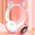 thumbnail image 1 of Auriculares Inalámbricos para de Gato para Oreja, Peso Liviano Plegable, Control de , Auriculares de lámpara LED para Juegos de Computadora - Rosa rosado Yotijar Auriculares de juego, 1 of 10