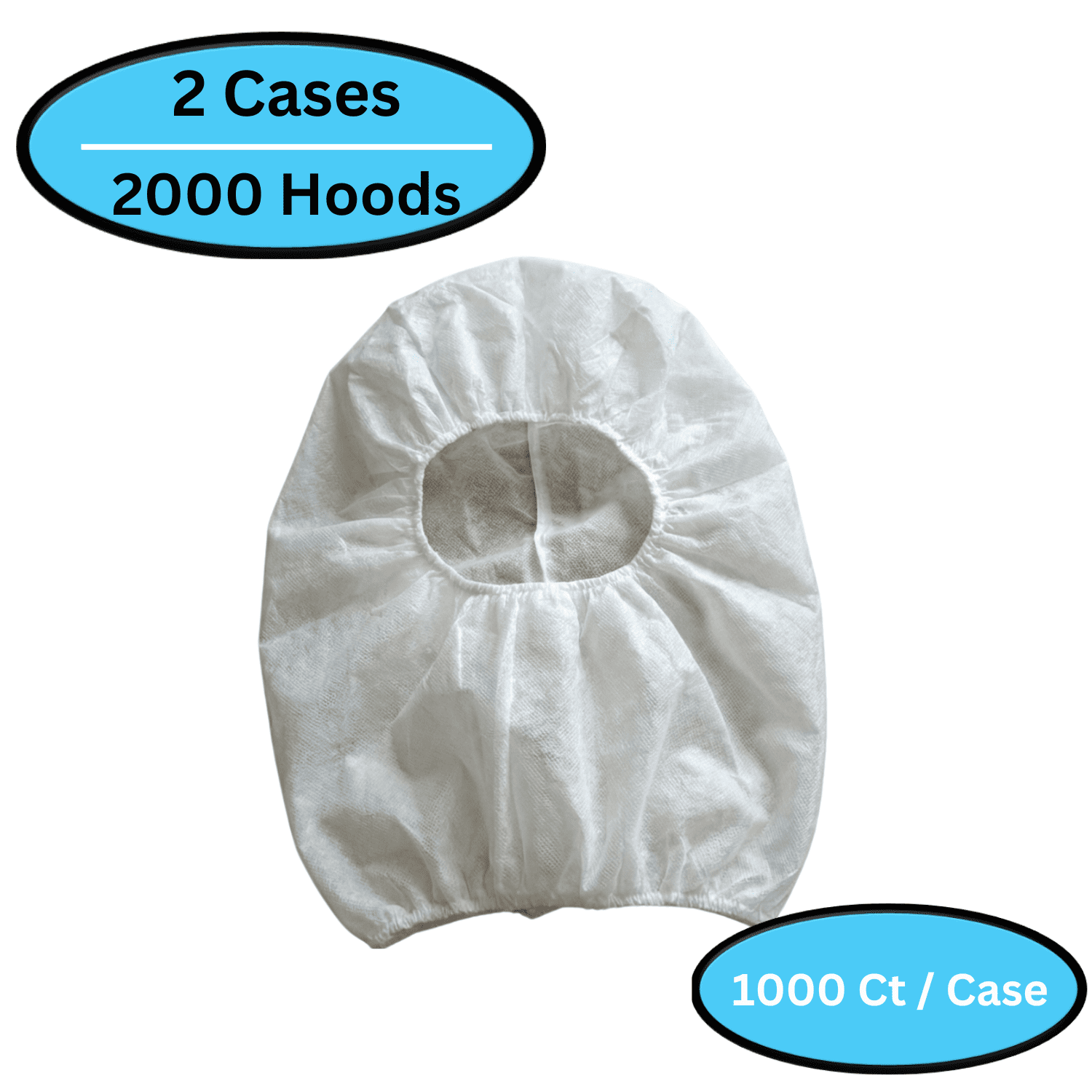 Disposable Personal Protection - Hood - White - Shield Safety - 21" - 2000 Pieces - 2 MSTR