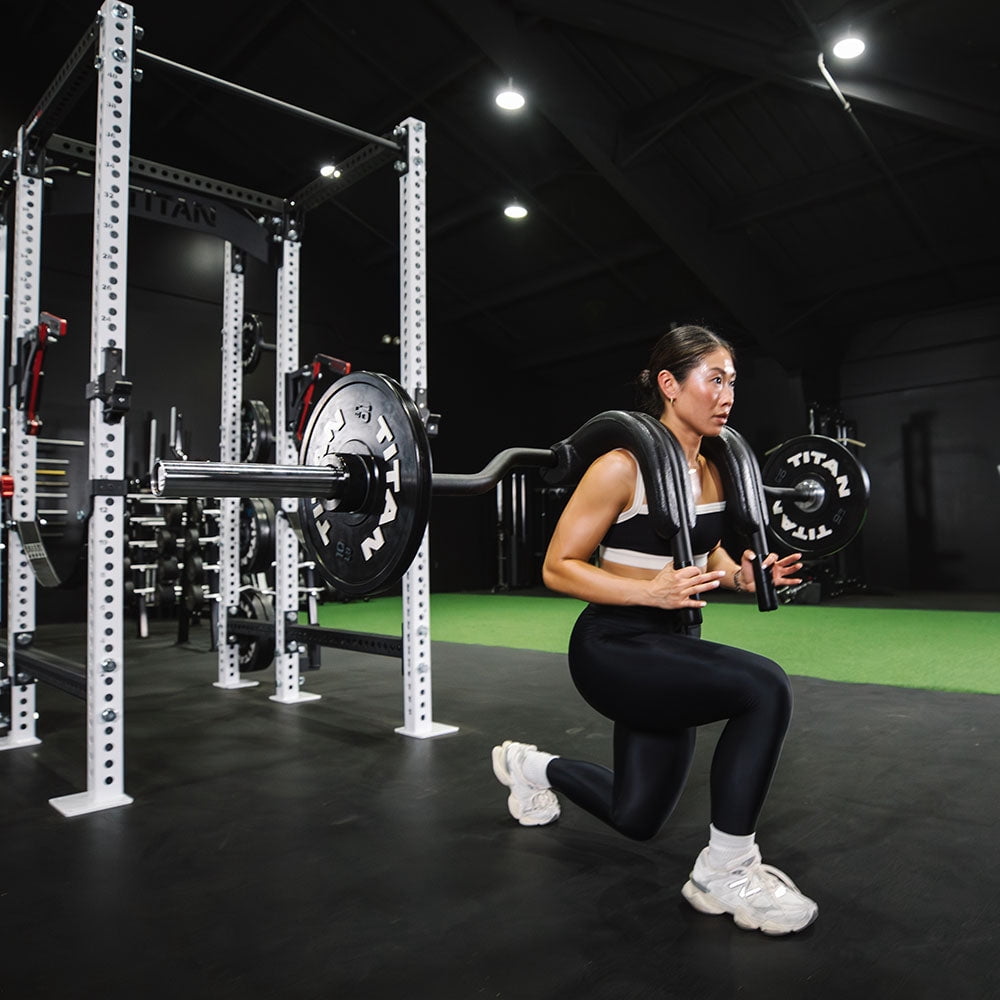Titan Fitness Marrs-Bar Lite, Cambered Safety Squat Barbell with 45-Degree Drop, Rated 400 LB