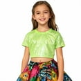 thumbnail image 4 of DHFJKG Shiny Crop Top For Girls Carnival Performance Glitter Stretch Slim Fit Short Sleeve Tee Dance Party Trendy Tops, 4 of 4