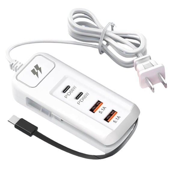 66W Usb Charging Hub 4-Port Multi Charger Dock 5.1A, Fast Charging Station for Tablet Watch Phone, Compact Portable Multiple Charger Plug, Socket *1