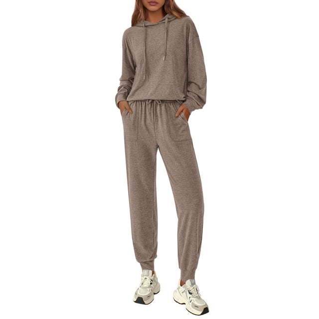 Conjunto Deportivo PRETTYGARDEN de 2 Piezas para Mujer Marrón XXL
