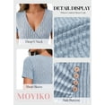 thumbnail image 4 of MOYIKO Flattering Fit T-shirt for Women V Neck Ribbed Summer Tops Casual Work Solid Blouse Light Blue Tee XL, 4 of 7