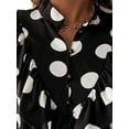 thumbnail image 3 of DYMADE Women Polka Dot Print Long-sleeved V-neck Blouse, 3 of 4