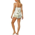 thumbnail image 3 of INSPIRE CHIC Women's Satin Pajamas Floral Camisole Tops with Ruffled Shorts Sleepwear Lounge Sets M Gray, 3 of 5