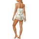 thumbnail image 3 of INSPIRAR CHIC Pijamas de Satén para Mujeres con Top de Camisón Floral y Pantalones Cortos con Volantes Conjuntos de Ropa de Dormir y Lounge M Gris, 3 of 5