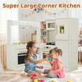 thumbnail image 3 of Arlopu Kids Corner Play Kitchen, Interactive Wooden Kitchen Toys Playset w/ Light & Sound, Refrigerator, Stove, Disinfection Locker, Water Dispenser, Sink, 3 of 9