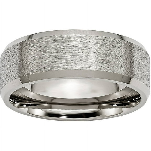 Titanium Beveled Edge 8mm Satin and Polished Band