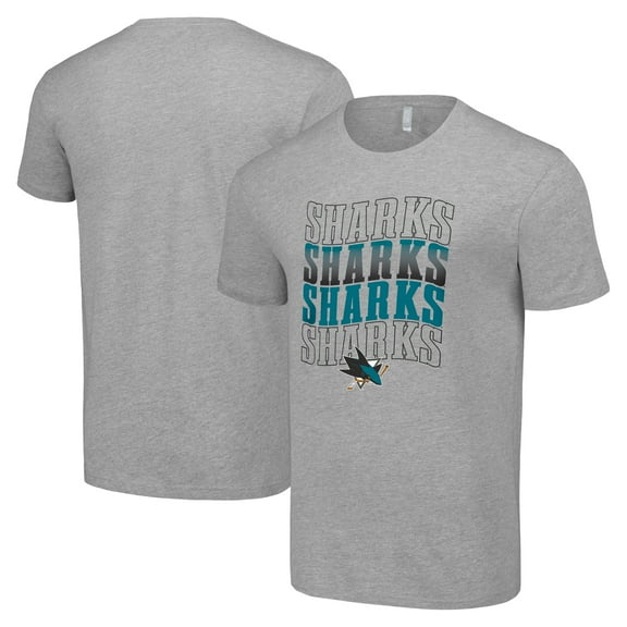 Men's Starter Heather Gray San Jose Sharks Four Team Name Logo T-Shirt
