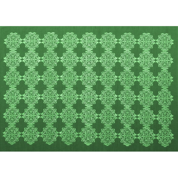 Ahgly Company Indoor Rectangle Abstract Emerald Green Contemporary Area Rugs, 8' x 12'