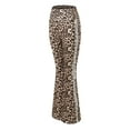 thumbnail image 5 of felwors Women's High Waist Leopard Print Flare Pants - Stretchy Bell Bottom Trousers for Casual, Party & Daily Wear Coffee, M, 5 of 6