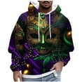 thumbnail image 2 of Sudadera con capucha para hombre, estilo casual, con cuello redondo, estampado, manga larga, blusa de poliéster, 2 of 5