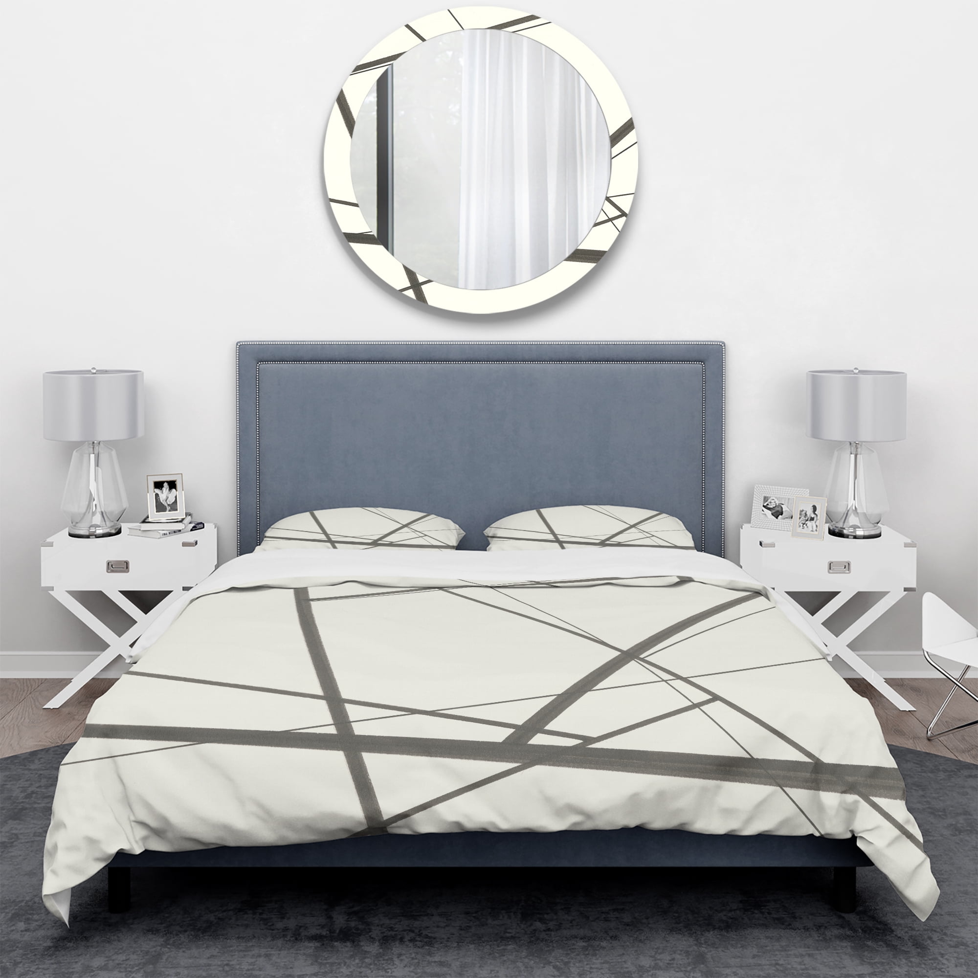 Designart 'minimalist black and white IV' Geometric Duvet Cover Set