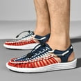 thumbnail image 5 of men's sandals lightweight breathable woven outdoor beach casual men's sandals are fashionable Blue Red, 5 of 5