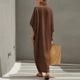 thumbnail image 6 of Odbmxy Fall Women Maxi Dress Cotton Linen 3/4 Sleeve Tunic Holiday Shirt Dress for Women Shift Oversized Button Collared, 6 of 8