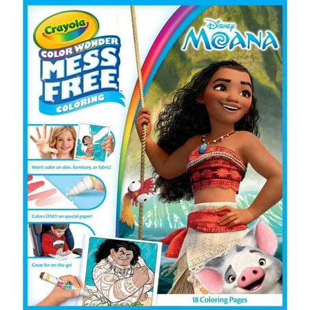 Crayola Color Wonder Disney's Moana Coloring Book, 18 pages with 5 Mess ...