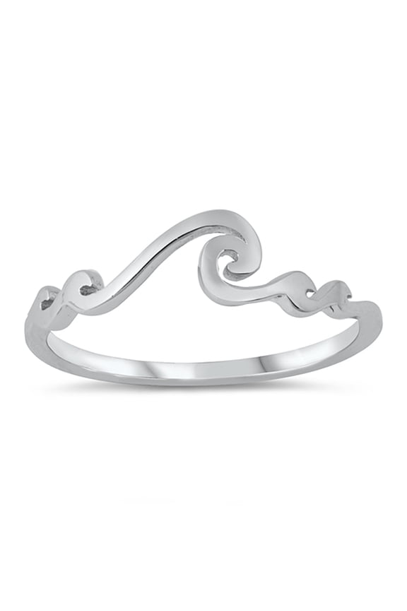 Ocean Waves Sterling Silver Ring Size 8