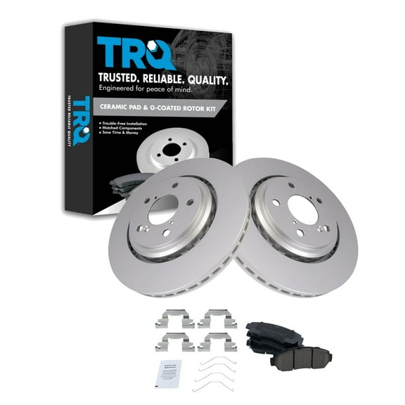 TRQ Front Brake Pad & Rotor Kit Brake Pads Brake Rotor Ceramic Premium G-Coated Fits Select 2015-2017 Honda Odyssey 2019-2021 Passport
