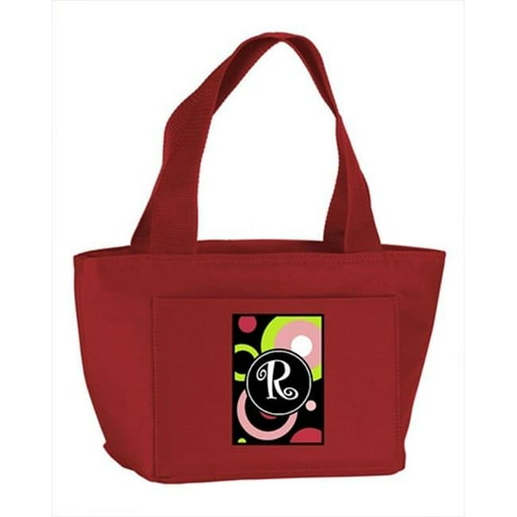 Monogram Letter R - Retro in Black Zippered Insulated School Washable and Stylish Lunch Bag Cooler