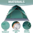 thumbnail image 3 of Zone Tech Famille Instantanée Pop Up Tente – 30 Secondes Installation Facile Portable Imperméable et Coupe-Vent 3-4 Personne Camping, Randonnée, Voyage Automatique Pop Up Tente Familiale - Parfait pour les Activités de Plein Air, 3 of 7