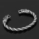 thumbnail image 3 of Brazalete vikingo de alambre trenzado con temática de dragón de acero inoxidable para hombre Brazalete de cabeza de dragón Brazalete trenzado (Plata), 3 of 5