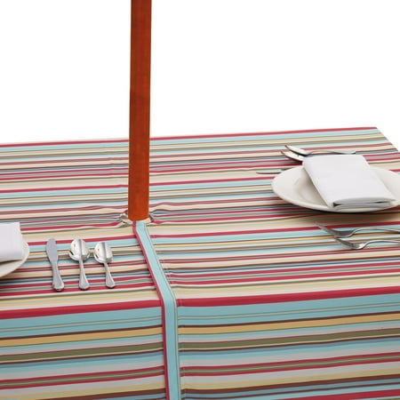 Vinyl Umbrella Tablecloth DII Warm Summer Stripe Outdoor Umbrella Tablecloth, 60