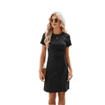 thumbnail image 2 of Round Neck Short Sleeve Dress Black L, 2 of 7