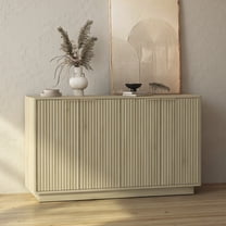 GZXS 4-Door Buffet Cabinet with Storage, 55" Modern Fluted Sideboard, Large Storage Accent Cupboard for Dining Room, Living Room or Bar Area (Light Wood)