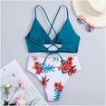 thumbnail image 5 of Hicidod Bikini Sets for Women Printed High Waisted Tummy Control Push Up Swimsuit Two Piece Beach Surfing Bathing Suit with Padded, 5 of 6