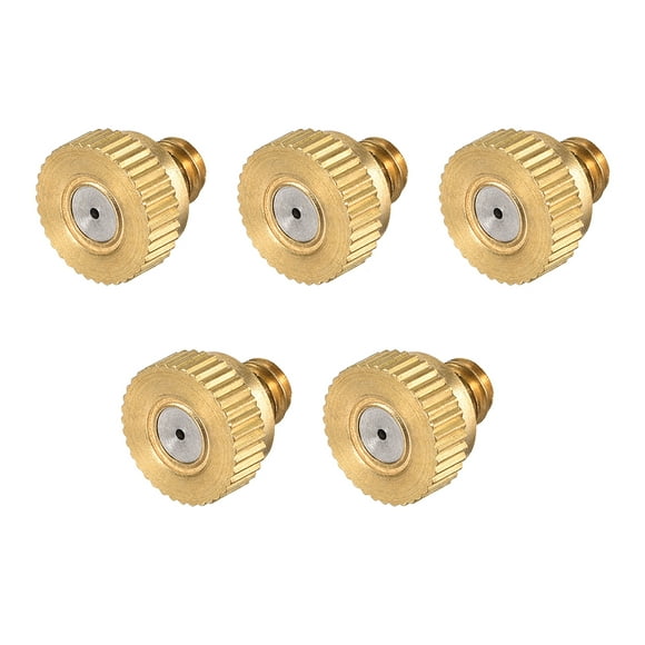 Brass Misting Nozzle - 10/24 UNC 0.8mm Orifice Diameter Replacement Heads for Outdoor Cooling System - 5 Pcs