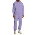 thumbnail image 2 of CCRFTGI Sweat Suits Men Athletic 2 Piece Solid Color Hoodie and Sweatpants Set Causal Fall Track Suits Workout Fleece Sweat Suit Outfits Purple S, 2 of 6
