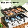 thumbnail image 3 of Portable Propane Gas Griddle with 3 Burners, 8530 BTU Non-Stick Hotplate and Lid, Black Stainless Steel BBQ Grill Cart for Camping, Festivals, Patio and Outdoor Cooking, 24.8"W, 3 of 7