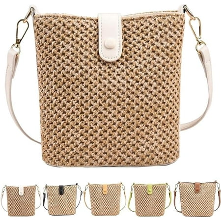 Crossbody Bags for Women  Straw Bags  Summer Beach Vintage Cute Small Shoulder Bag is Easy to Match Outfits to Add Vintage Polish to Your Looks  White