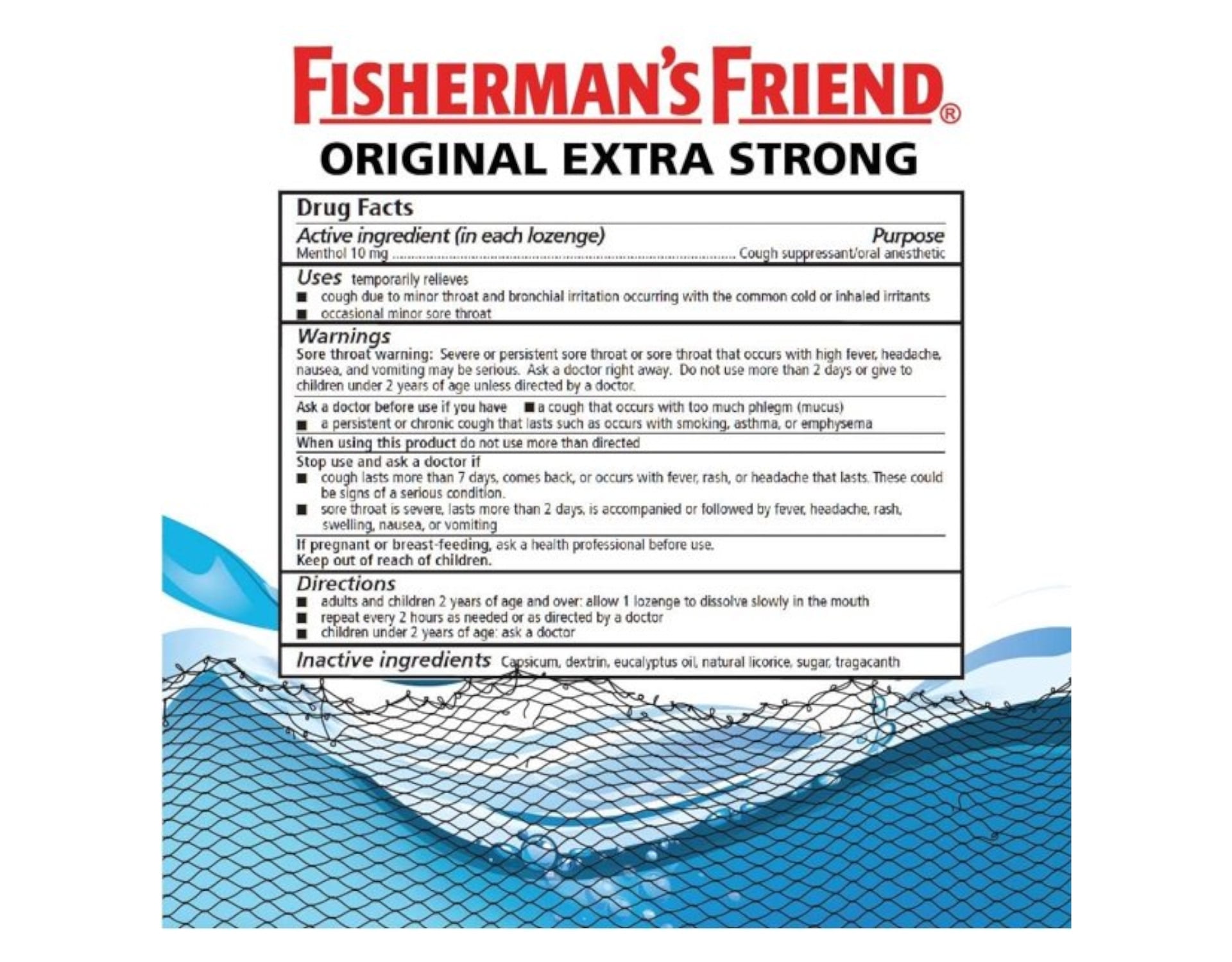 Fisherman's Friend Extra Strong Menthol Cough Lozenges, 20ct, 24-Pack