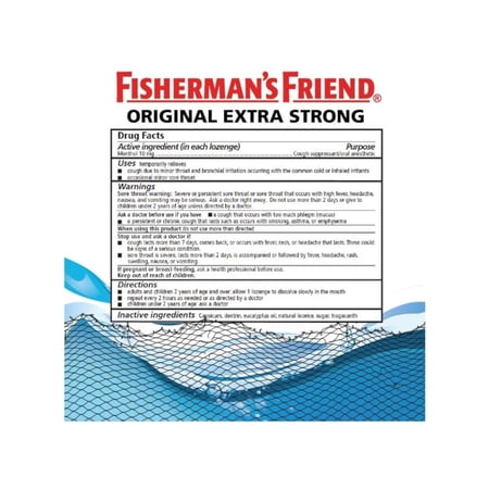 Fisherman's Friend Extra Strong Menthol Cough Suppressant Lozenges, 20 Ct