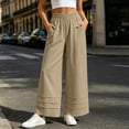 thumbnail image 4 of Sevevn Women’s Elastic High-Waisted Tiered Hem Palazzo Pants Flowy Wide Leg Casual Trousers with Side Pockets, 4 of 9