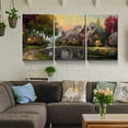thumbnail image 2 of Rosework Framed Canvas Wall Art, 30x40 Inch, 3 Panels Thomas Kinkade Garden Landscape Oil Painting, Made In USA, 2 of 6