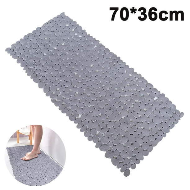 Pebble Bathtub Mat NonSlip Shower Mats with Suction Cups, Drain Holes for Bathroom Tub 70*36cm
