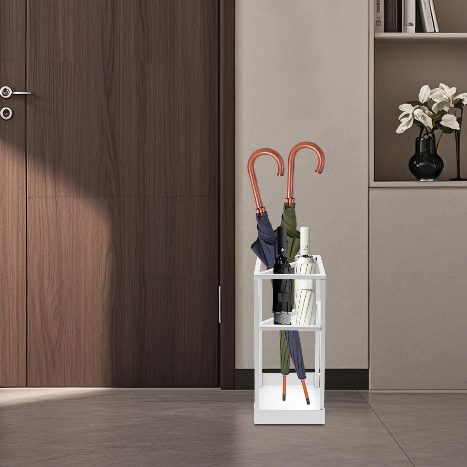 20*20*53cm White Square Modern Umbrella Rack Freestanding Umbrella Rack for Storing Umbrellas Hiking Poles