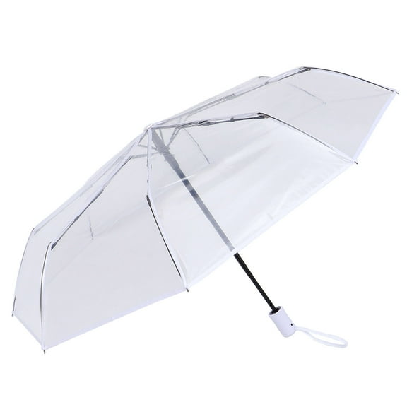 Raindrops Umbrellas Automatic Open Compact Outdoor Umbrella White Polyester Fiber from Sunburn 1Pack