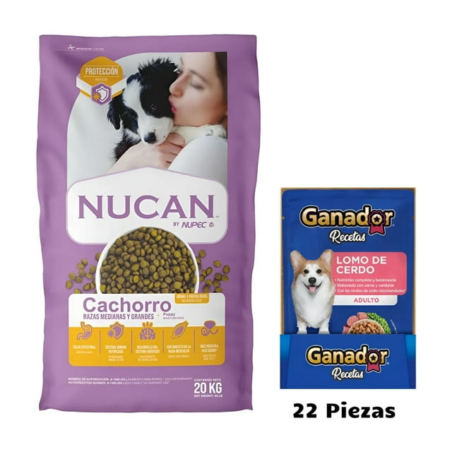 Nucan Cachorro 20 Kg + Sobres Lomo de Cerdo 100 g (22 Pzas)