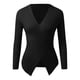 thumbnail image 4 of Jersey de manga larga con cuello en V para mujer: top de punto liso, corte ajustado para uso informal/al aire libre, tallas S-XL, 4 of 5